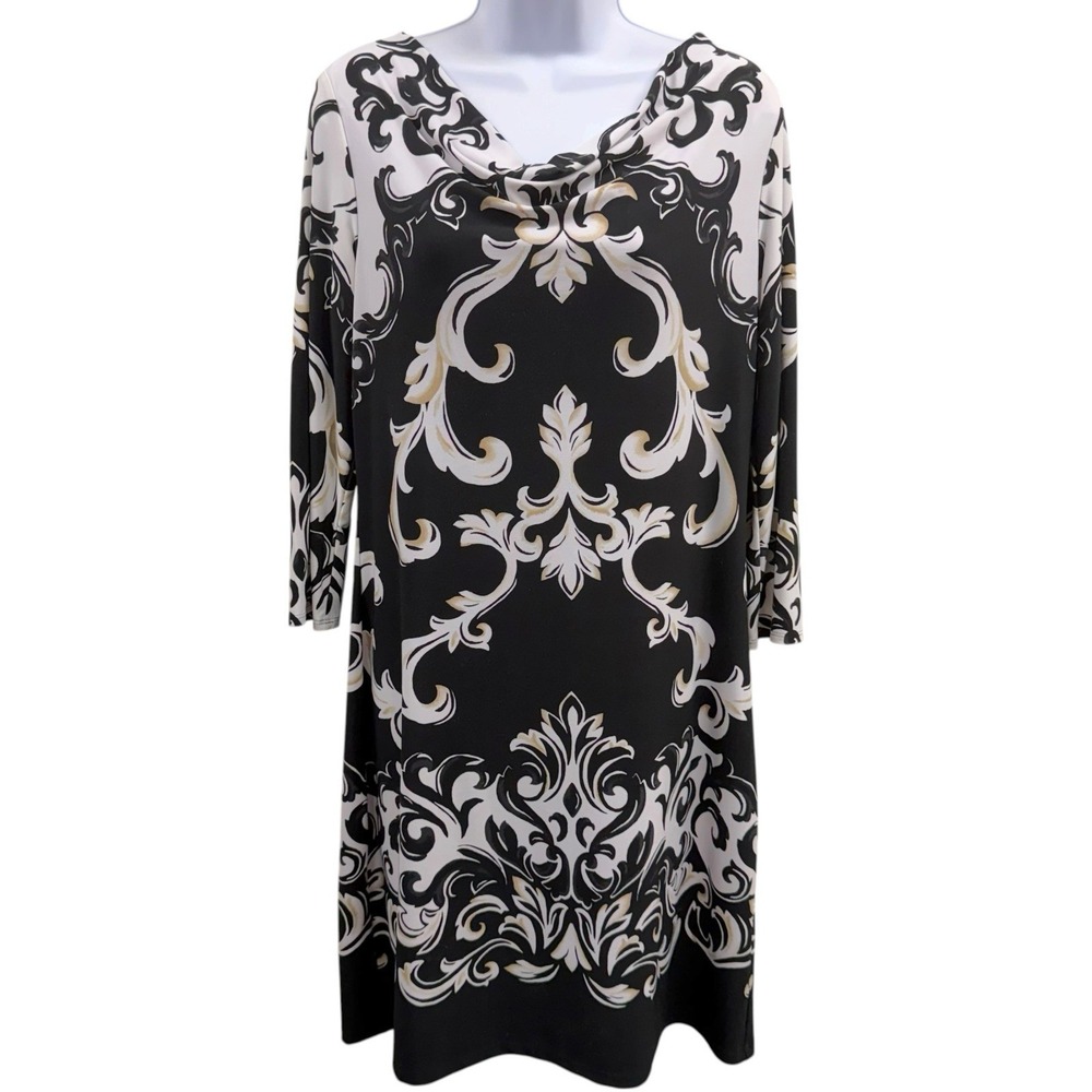 White House Black Market Women's Medium 3/4 Sleeve Shift Dress